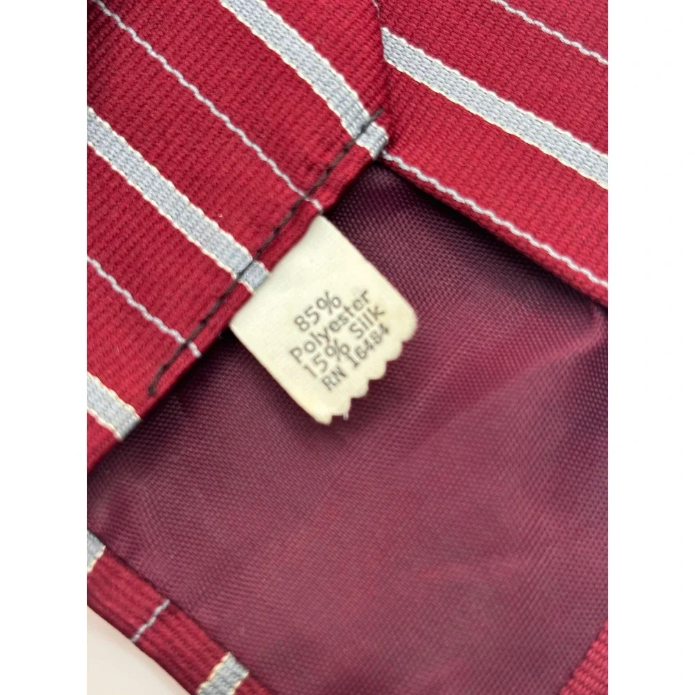 JCPenney The Mens Shop Burgundy Red Grey Striped Silk Blend Necktie 1917
